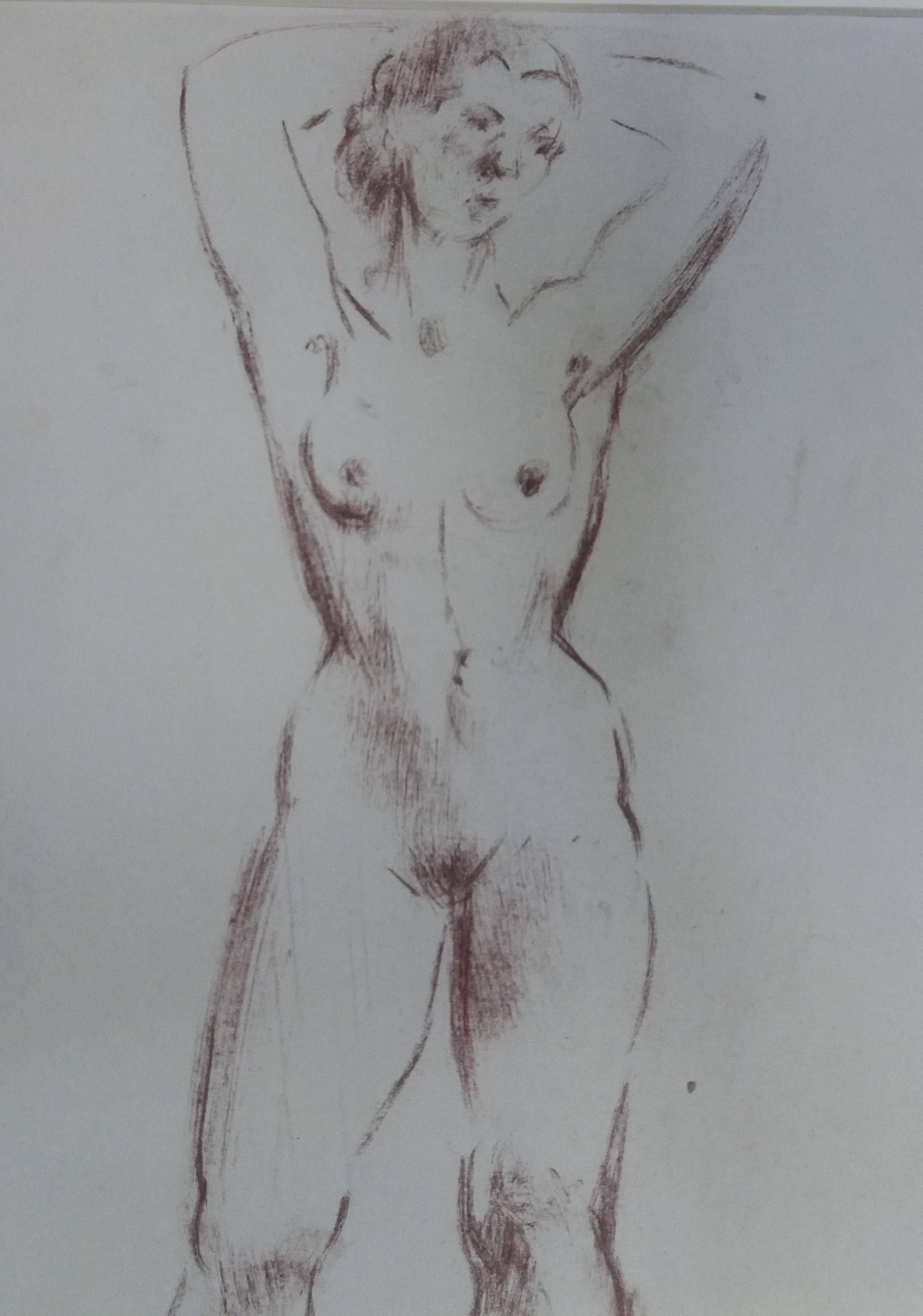 Antoni Costa    Mujer. original figurativo académico dibujo pintura - Nude Painting Gris de A. Costa