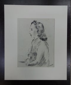 Vintage Antoni Costa 16 Woman. original figurative academician drawing painting