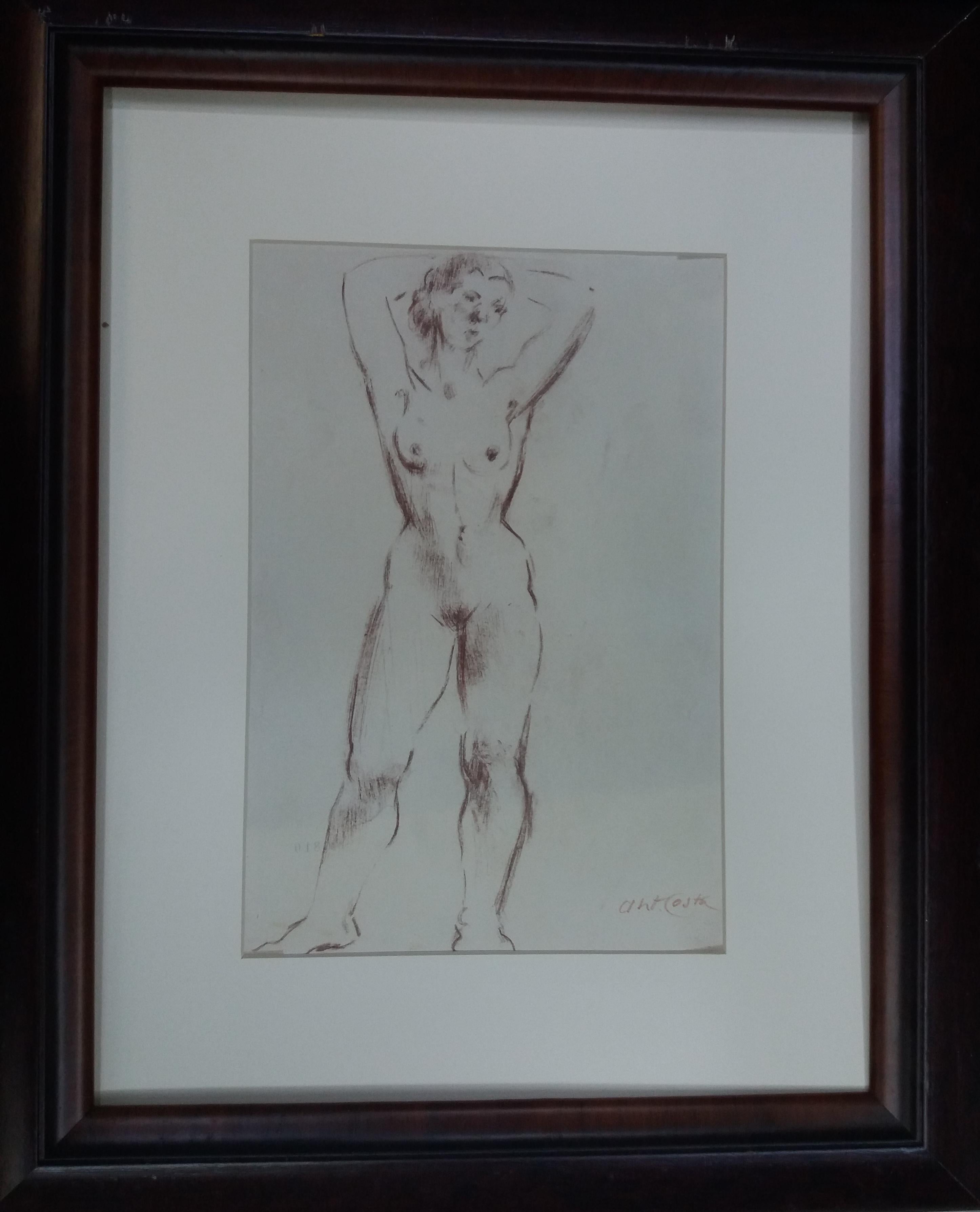 Antoni Costa    Woman. original figurative academician drawing painting - Painting by A. Costa