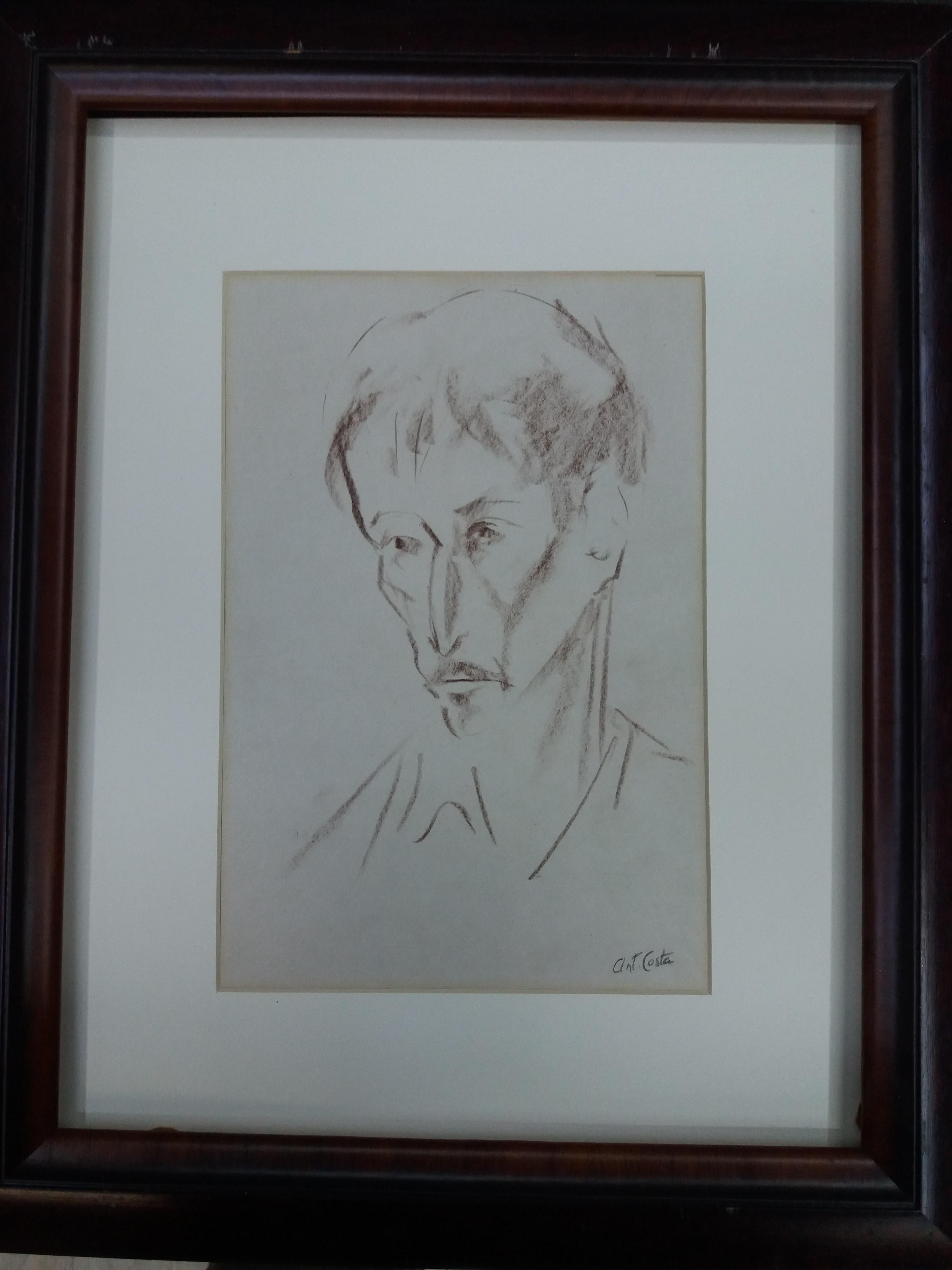 Antoni COSTA   Hombre  original Dibujo figurativo Académico pintura - Painting de A. Costa