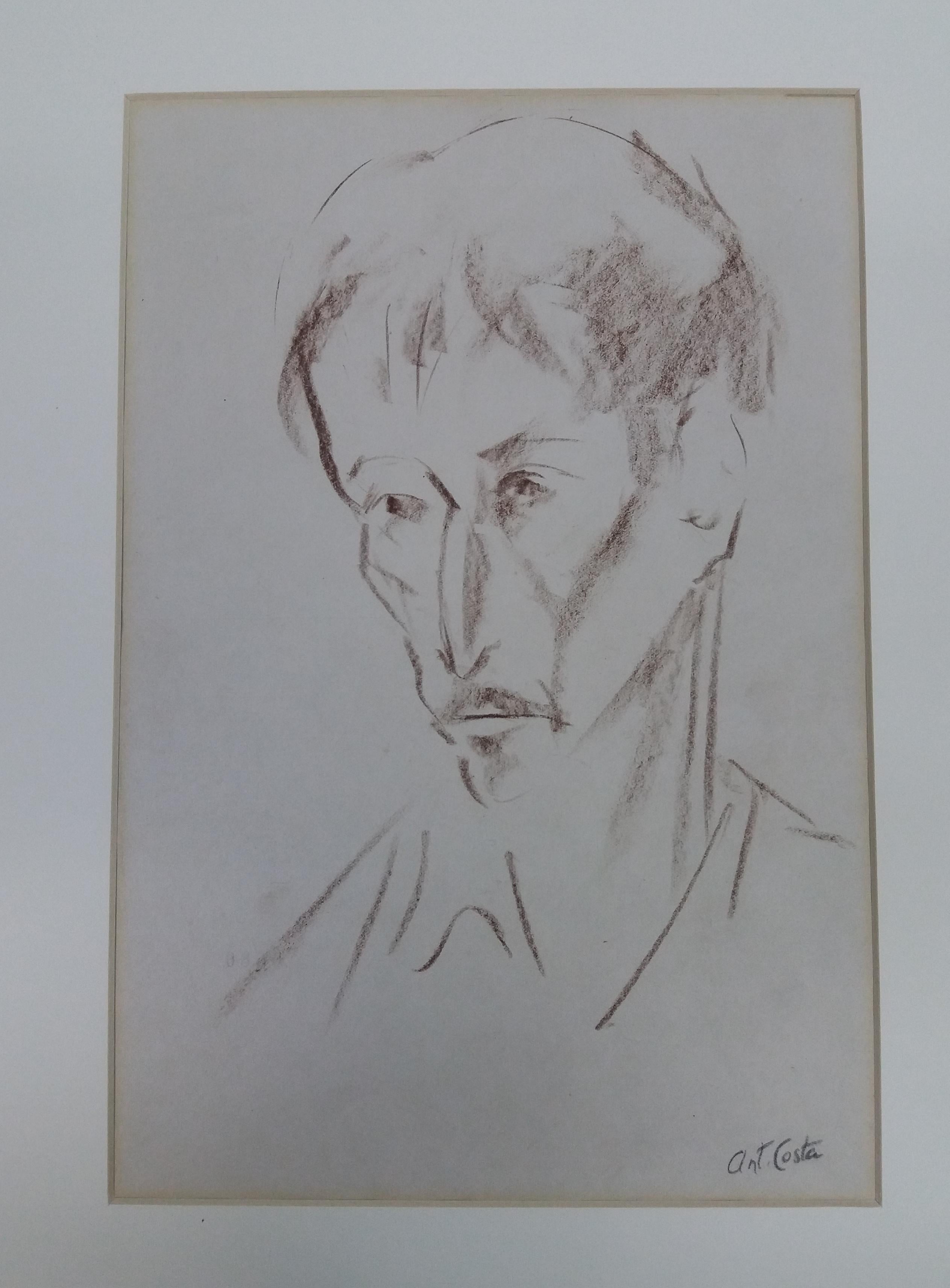 Antoni COSTA   Hombre  original Dibujo figurativo Académico pintura - Painting Expresionista de A. Costa