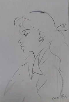 Antoni Costa   Woman. original figurative Academician drawing painting