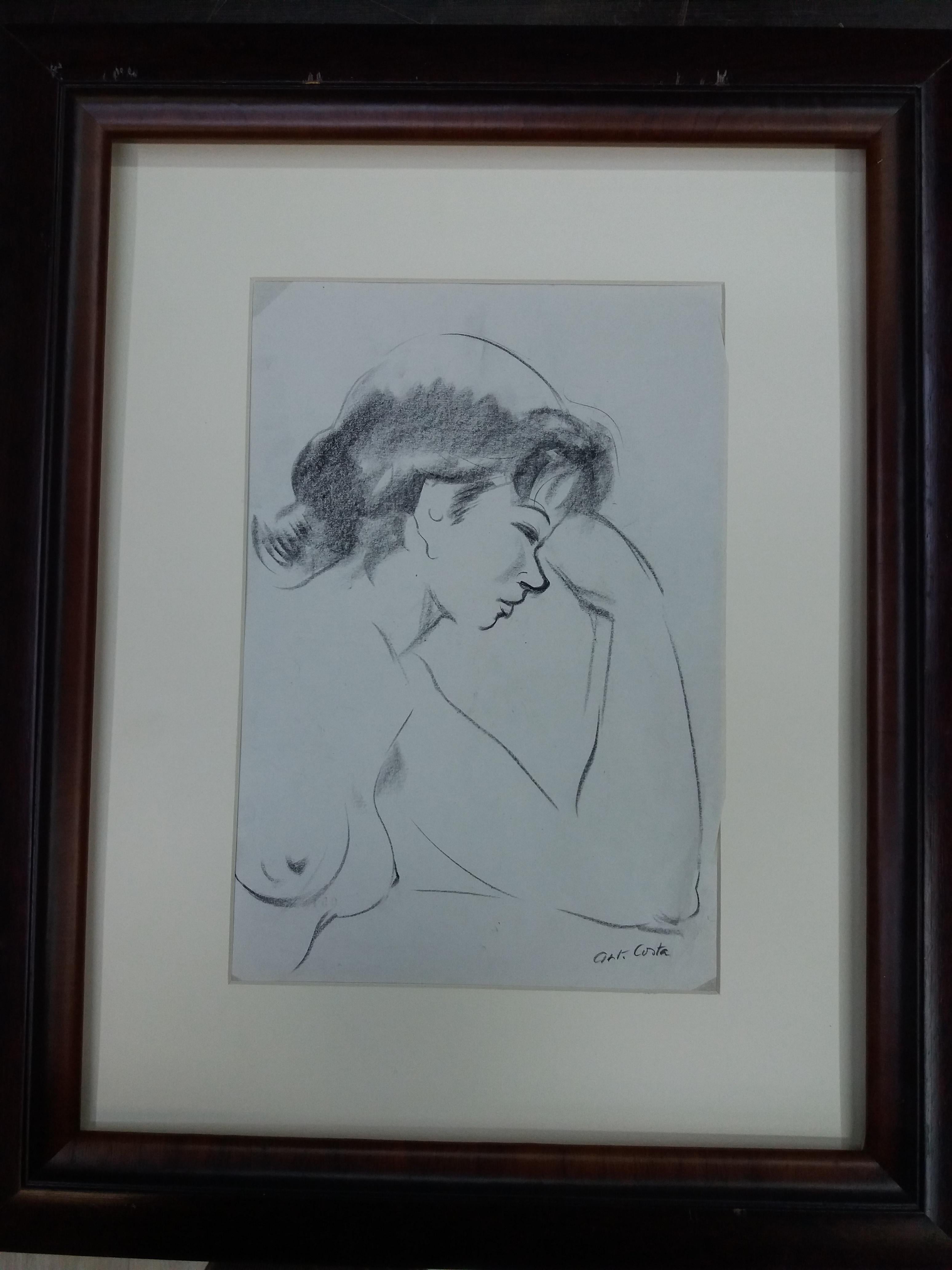 A. Costa Figurative Painting -  Antoni Costa Woman. original figurative academician drawing painting