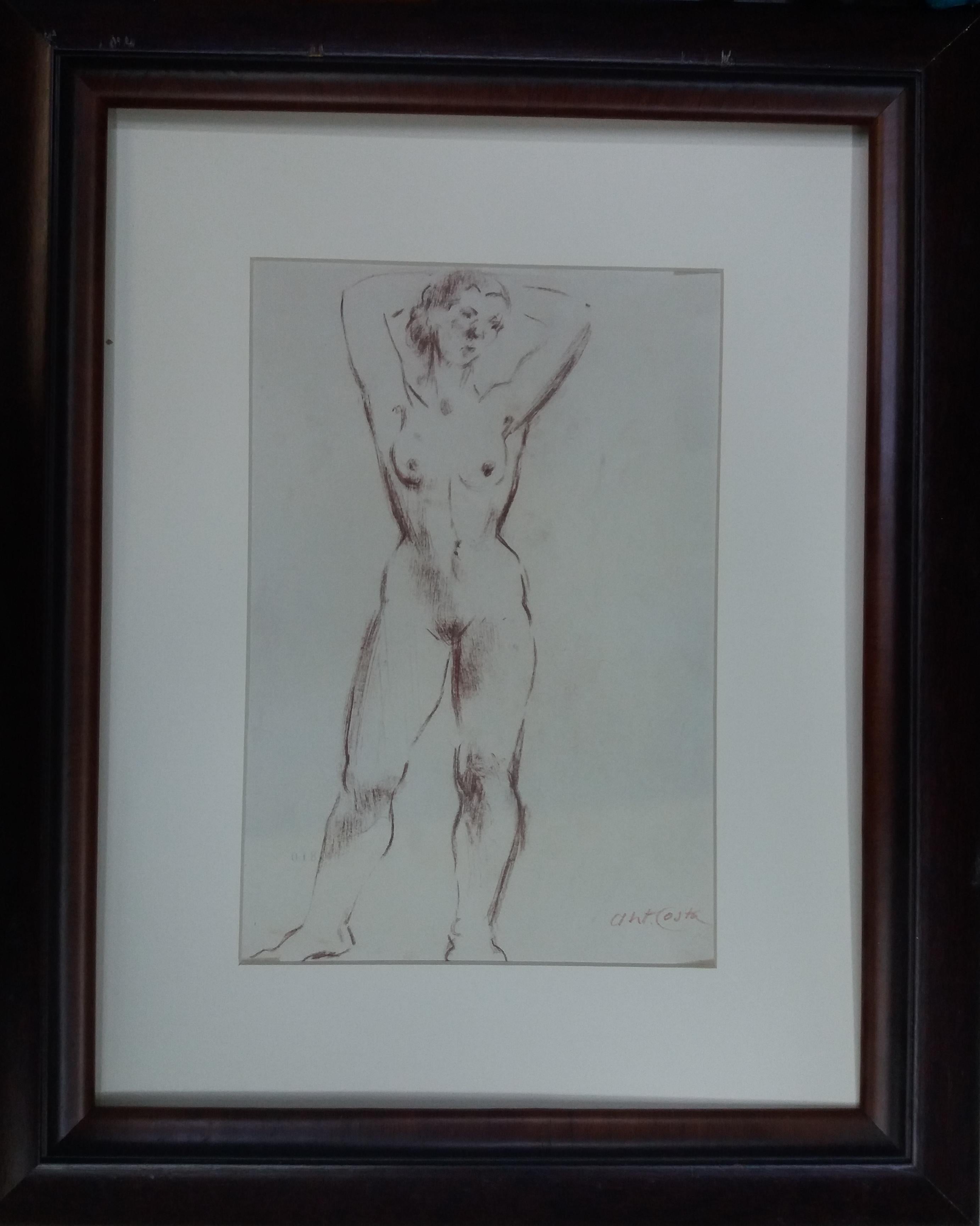 A. Costa Nude Painting - Antoni Costa    Woman. original figurative academician drawing painting