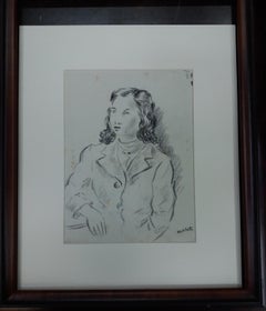 Retro  Antoni Costa Woman  original figurative  drawing painting 