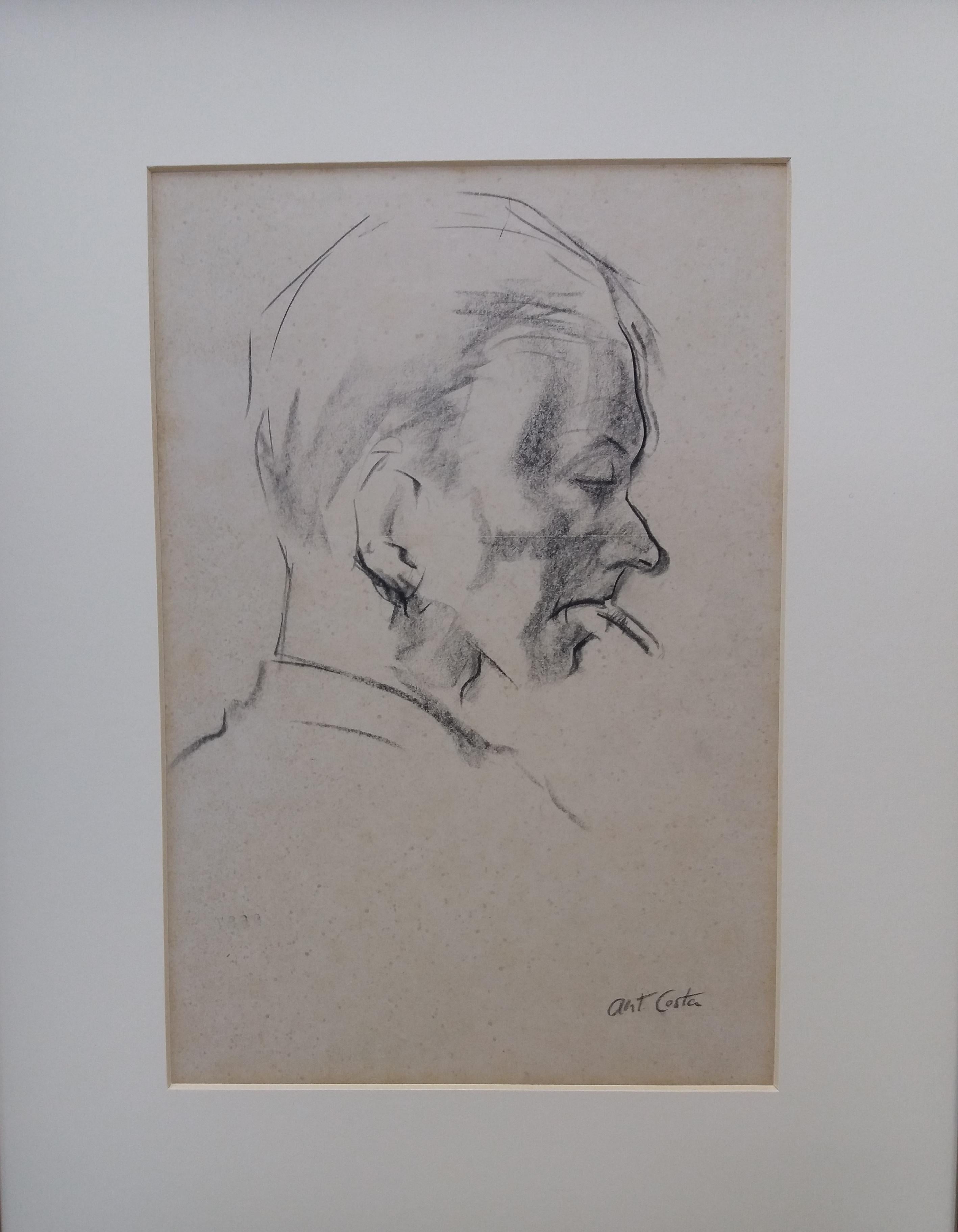 Man   original figurative  drawing painting - Expressionist Painting by A. Costa