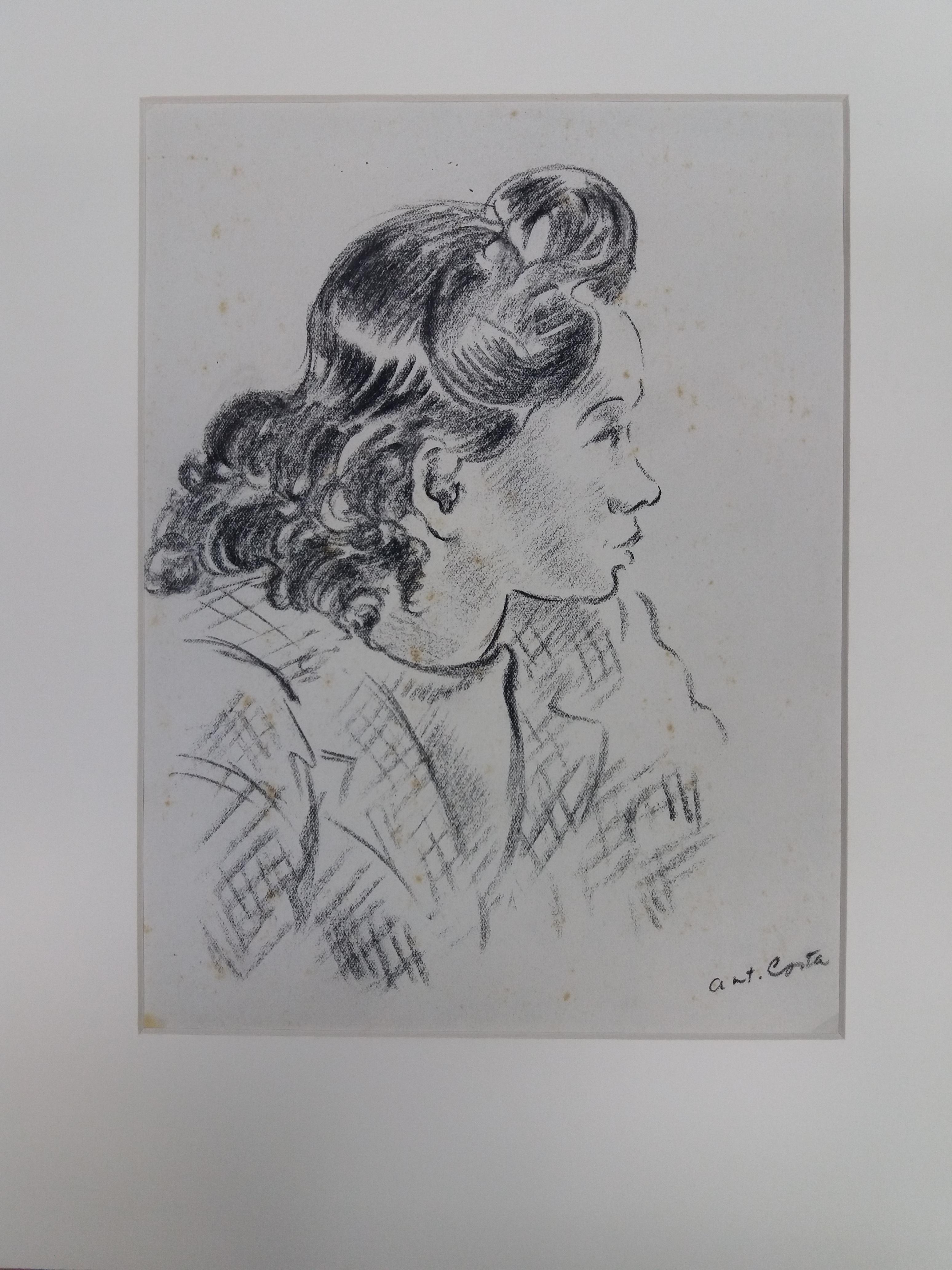 A. Costa  Woman  original Figurative academician drawing painting For Sale 1