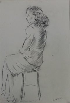  woman. original figurative academician drawing painting