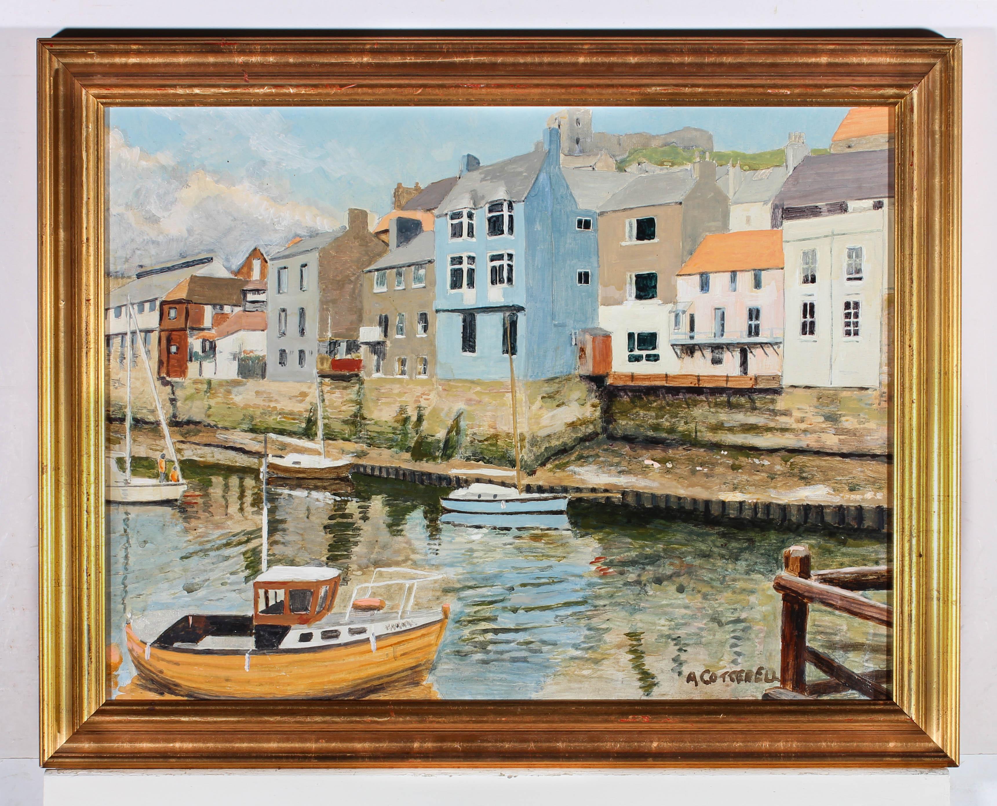 A. Cotterell - Framed 20th Century Oil, Whitby Harbour For Sale 1