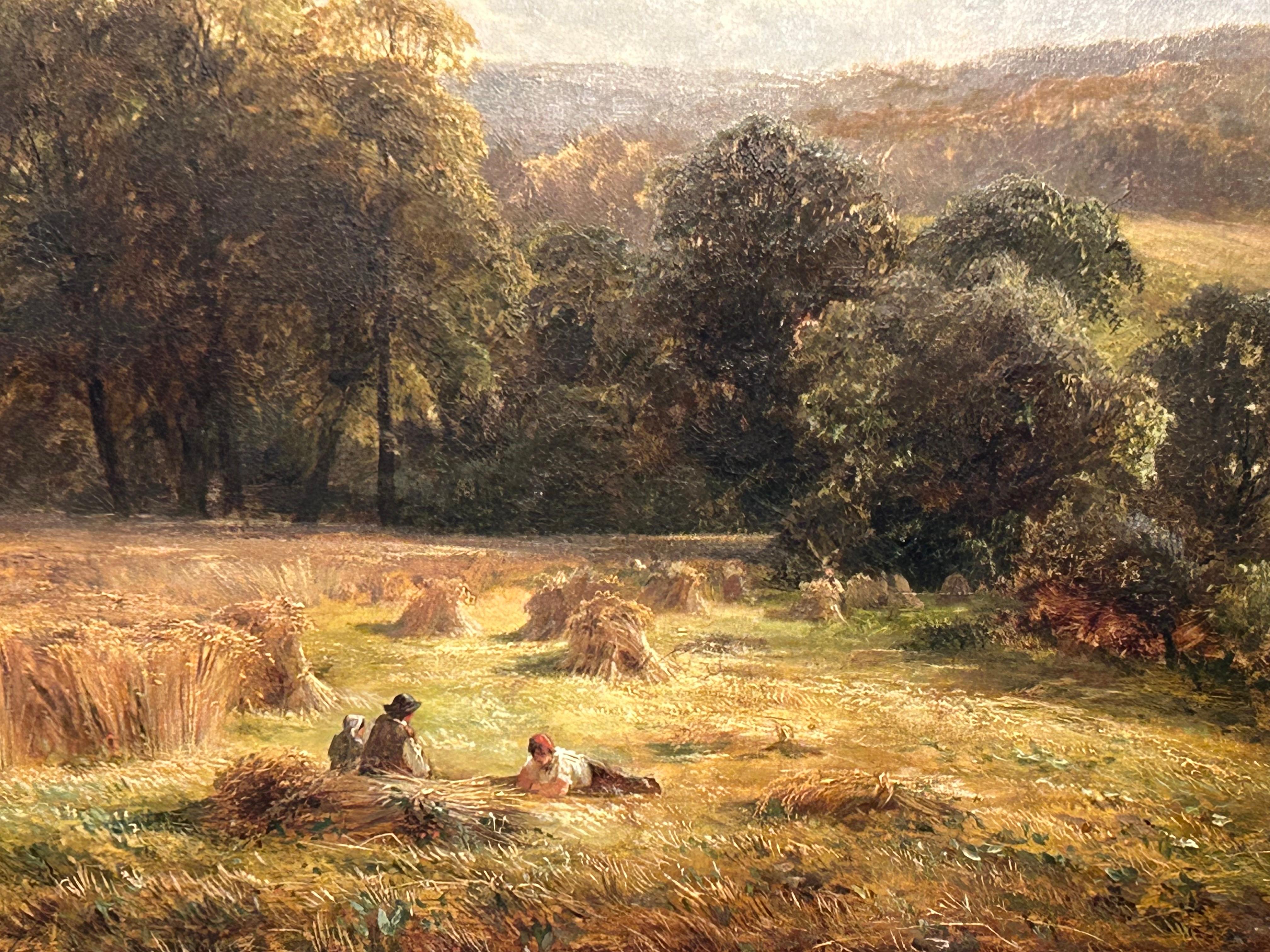 English A Country Landscape With Harvesters At Rest, George Turner (1843-1910), British For Sale