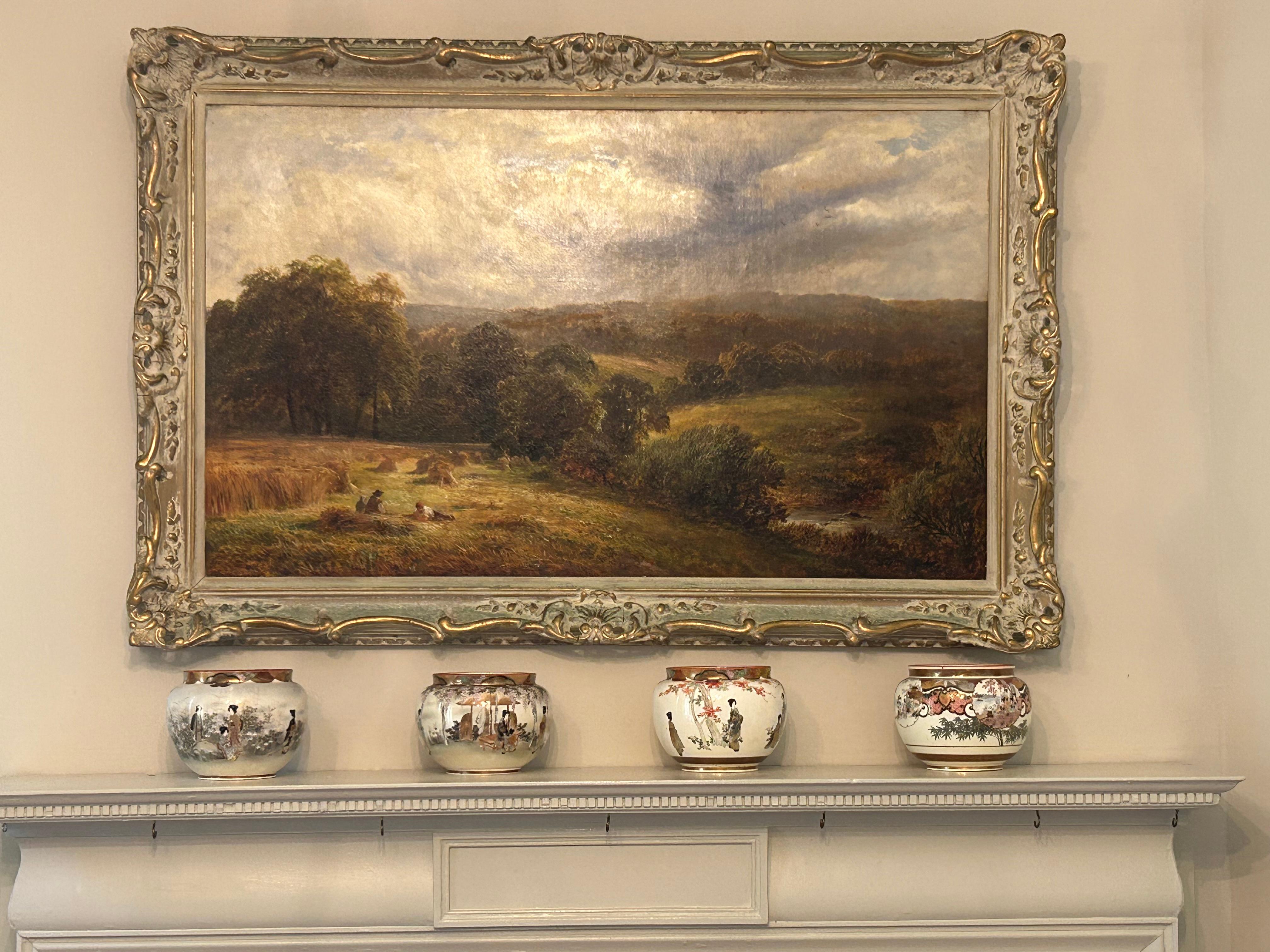 Paint A Country Landscape With Harvesters At Rest, George Turner (1843-1910), British For Sale