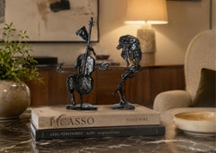 A Couple of Antique Decorative Figurine Two Metal Musician Sculptures Home Decor