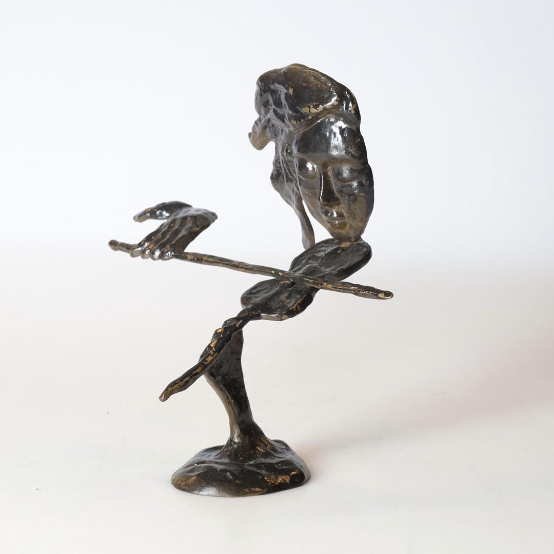 A Couple of Antique Decorative Figurine Two Metal Musician Sculptures Home Decor In Excellent Condition For Sale In Wembley, GB