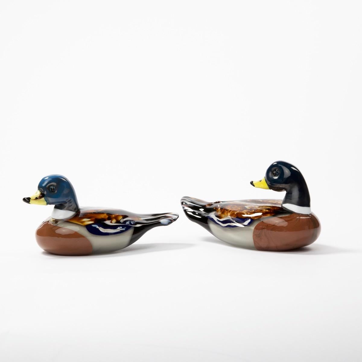 Mid-Century Modern Toni Zuccheri for Venini Murano Couple of Ducks 