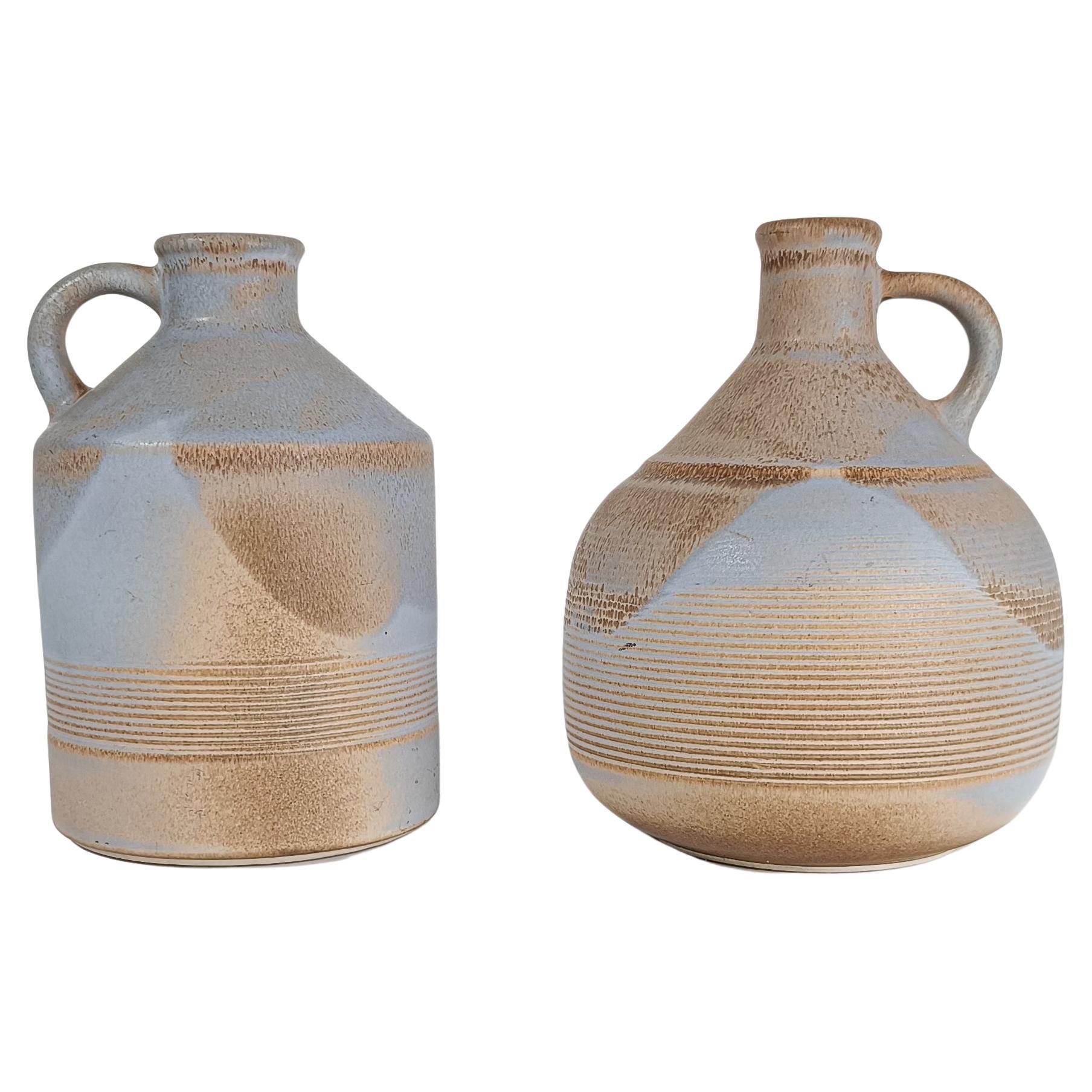 A Couple of Vintage Italian Jars / Vases in Rough Ceramic By Bucci, 70s