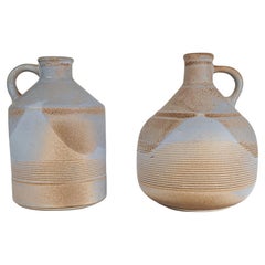 A Couple of Vintage Italian Jars / Vases in Rough Ceramic By Bucci, 70s
