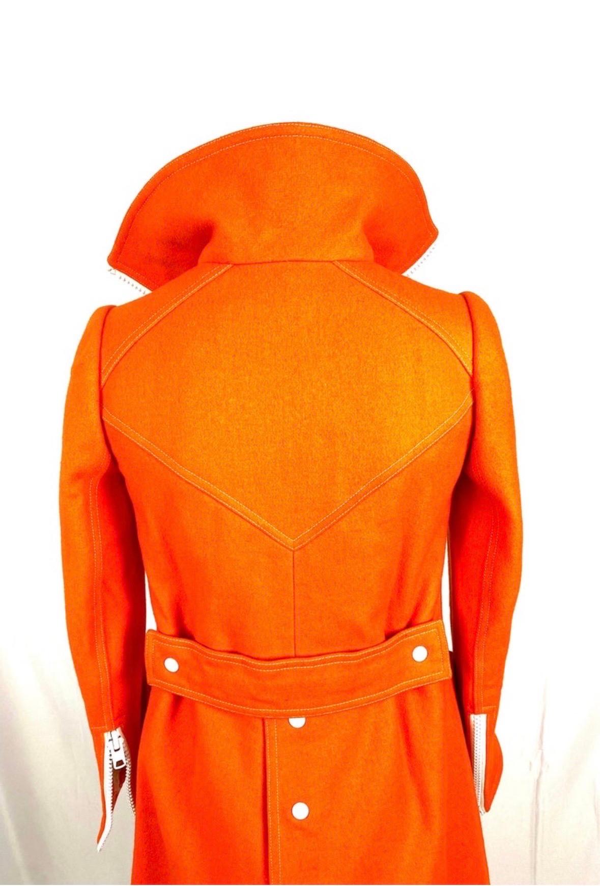 A. Courréges Hyperbole wool orange trouser suit from 1970 For Sale 5
