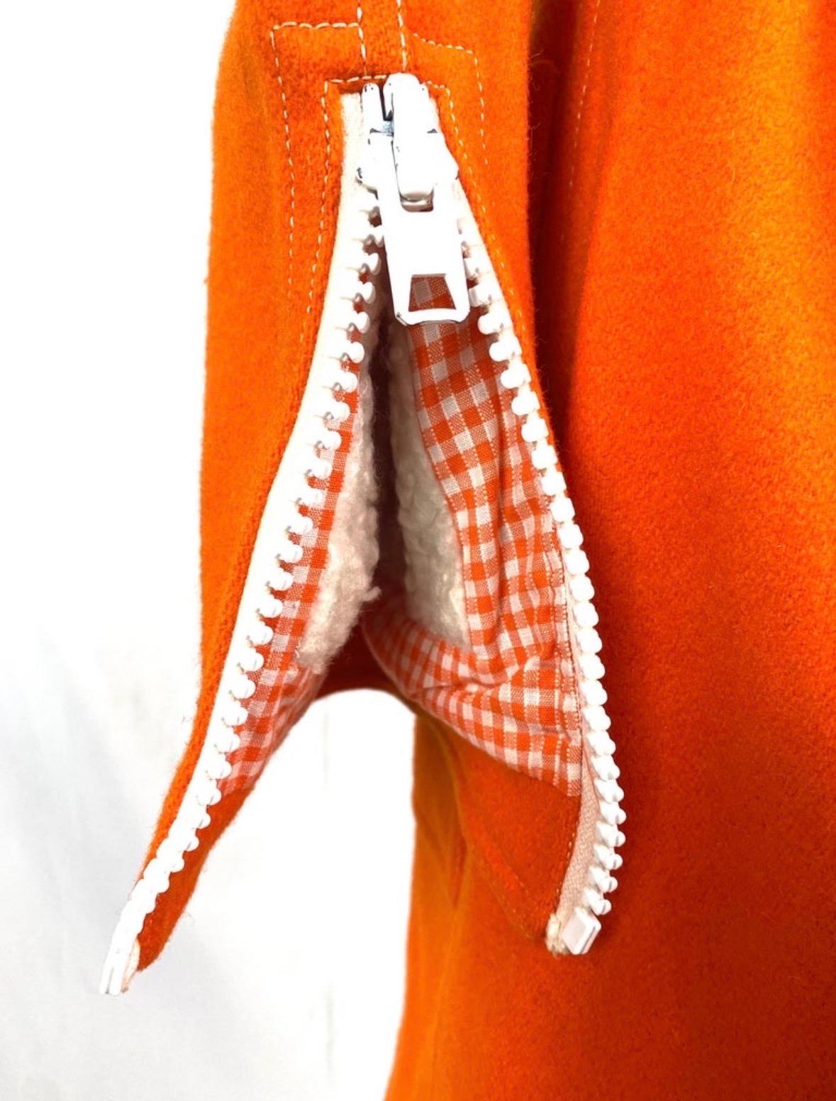 A. Courréges Hyperbole wool orange trouser suit from 1970 For Sale 9