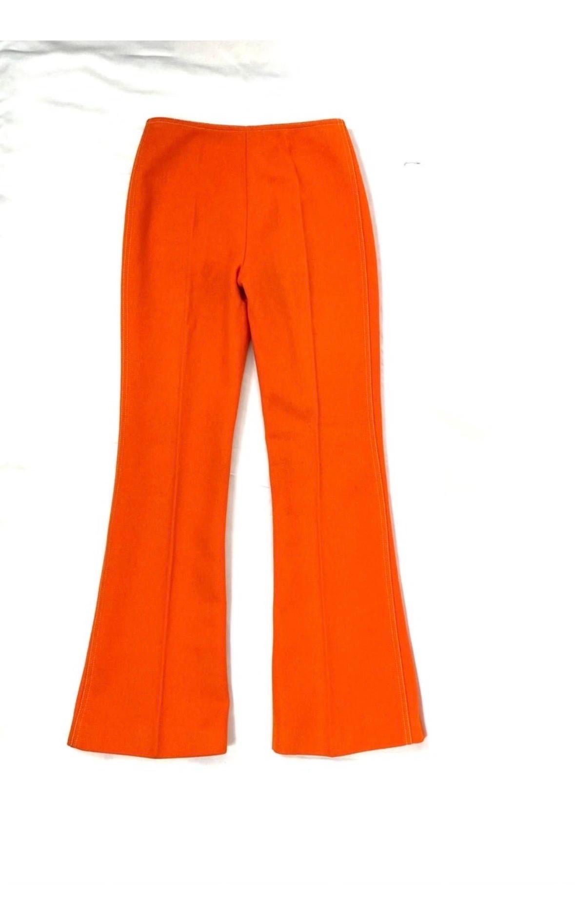 A. Courréges Hyperbole wool orange trouser suit from 1970 For Sale 13