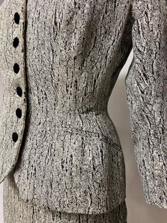 A Couture Bar skirt suit in marbled printed silk faille - France Circa 1947-1950
