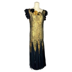 Antique A Couture Gold Lamé and Chiffon Art Deco Ball Gown - French Circa 1928-1935