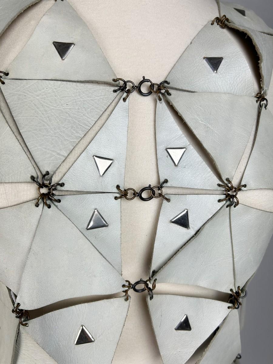 A Couture Leather skirt and top set by Paco Rabanne - Paris 1967 For Sale 5