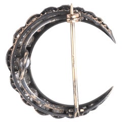 Broche de luna creciente con diamantes talla antigua de 4,5 ct, hacia 1900