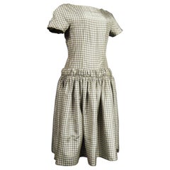 A Cristobal Balenciaga Couture Sac Dress in Plaid Taffeta n°55418 Circa 1958
