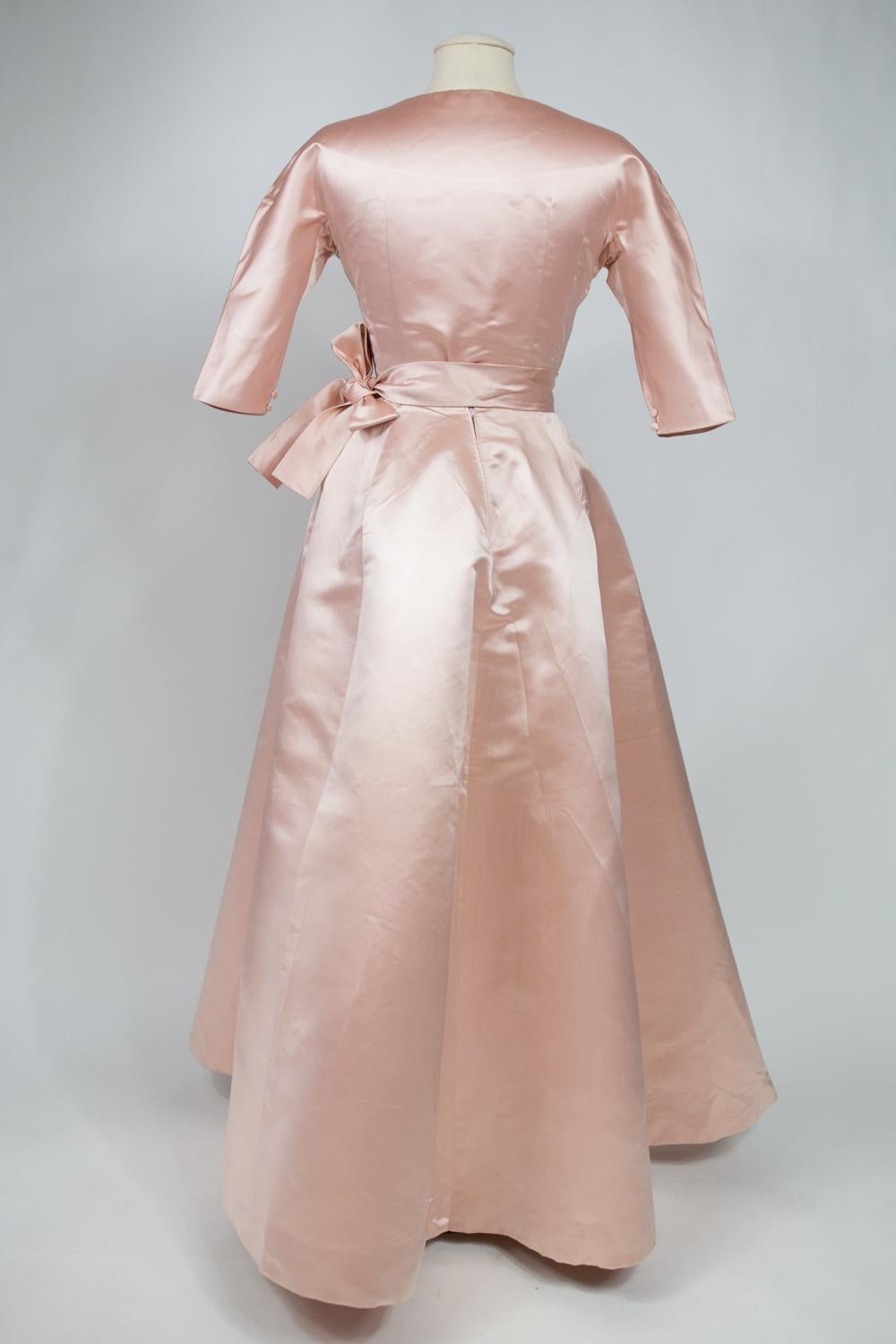 A Cristobal Balenciaga Couture Satin Ball Gown Numbered 61819 - Circa 1960 9