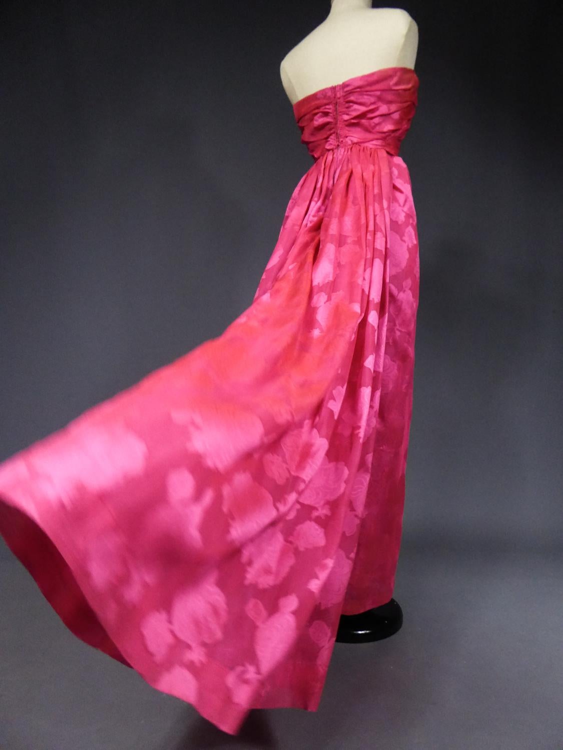 A Cristobal Balenciaga Damask Chiffon Couture Evening Dress Circa 1960 3