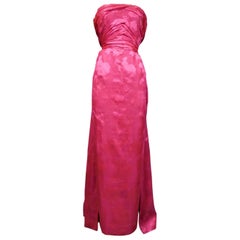 A Cristobal Balenciaga Damask Chiffon Couture Evening Dress Circa 1960