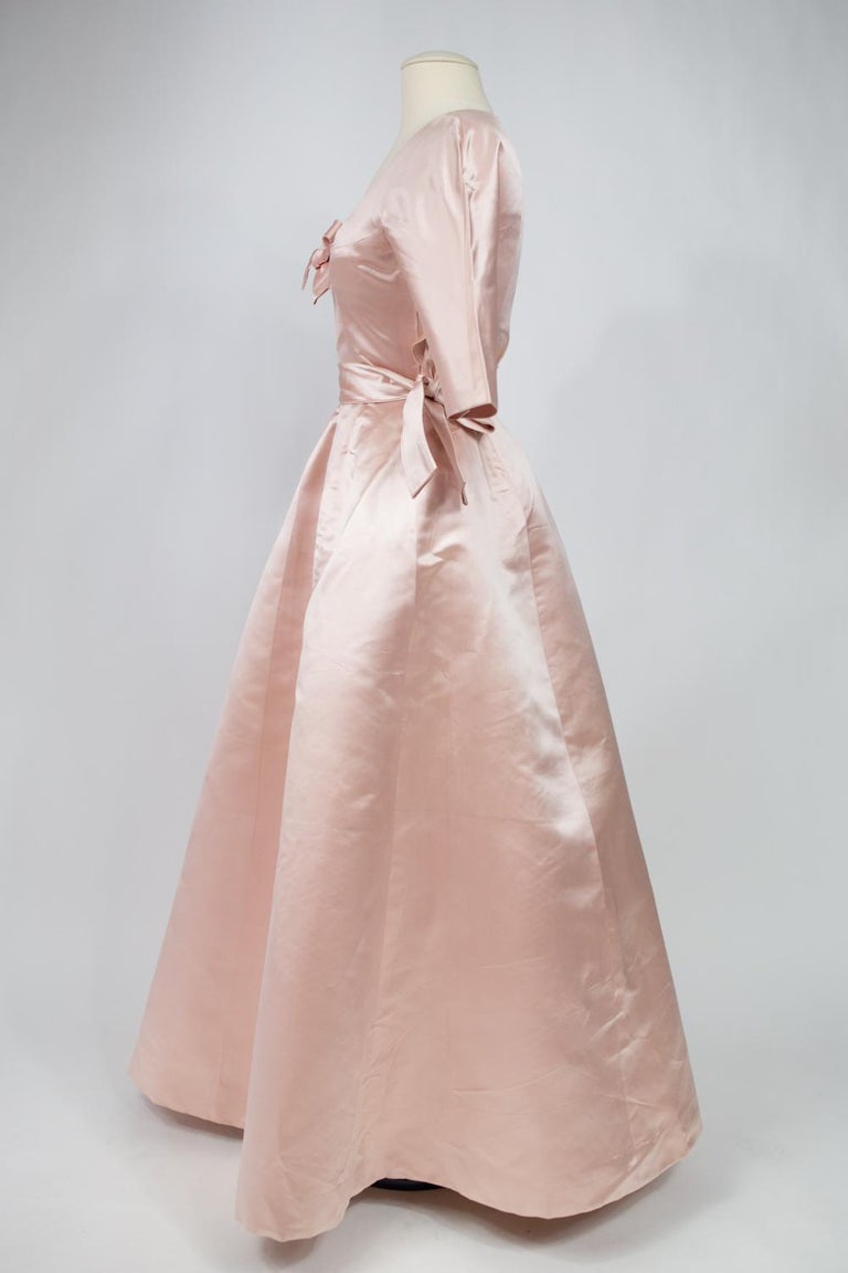 A Cristobal Balenciaga Couture Satin Ball Gown Numbered 61819