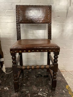 A Cromwellian Style Leather and Oak Studded Back Chair, Late 19th Century