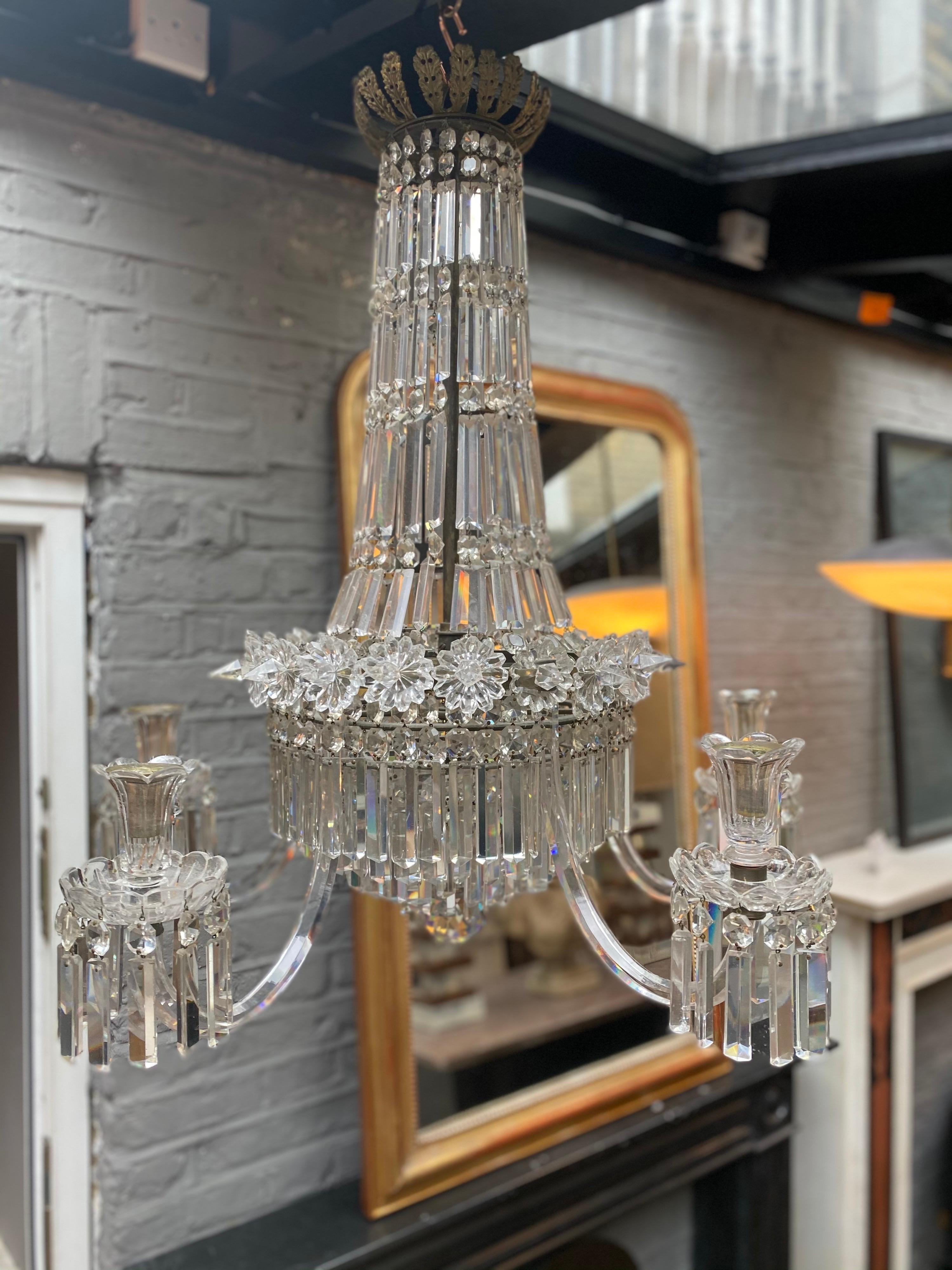 Crystal and Bronze Empire Style Chandelier 8