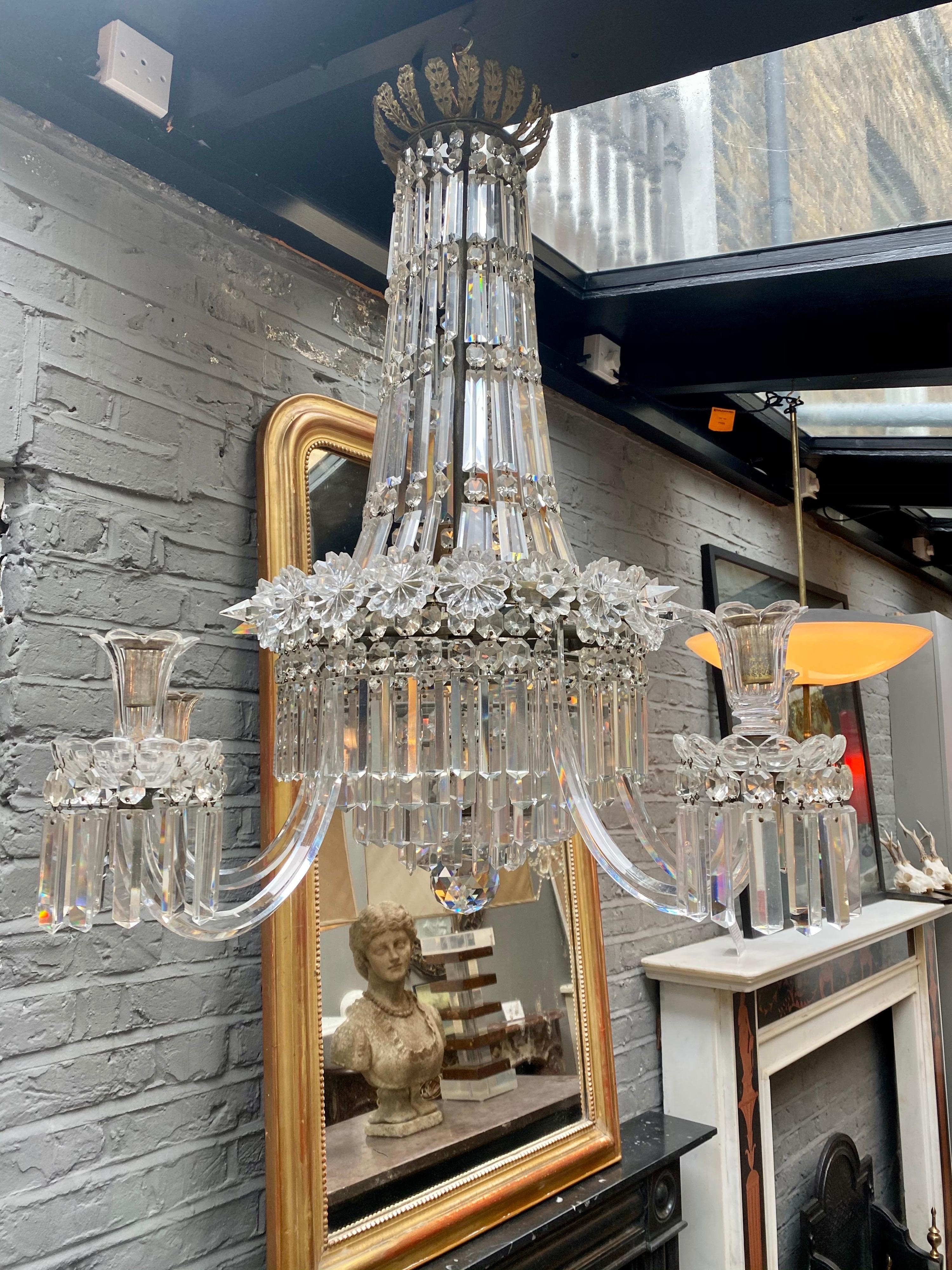 Crystal and Bronze Empire Style Chandelier 9