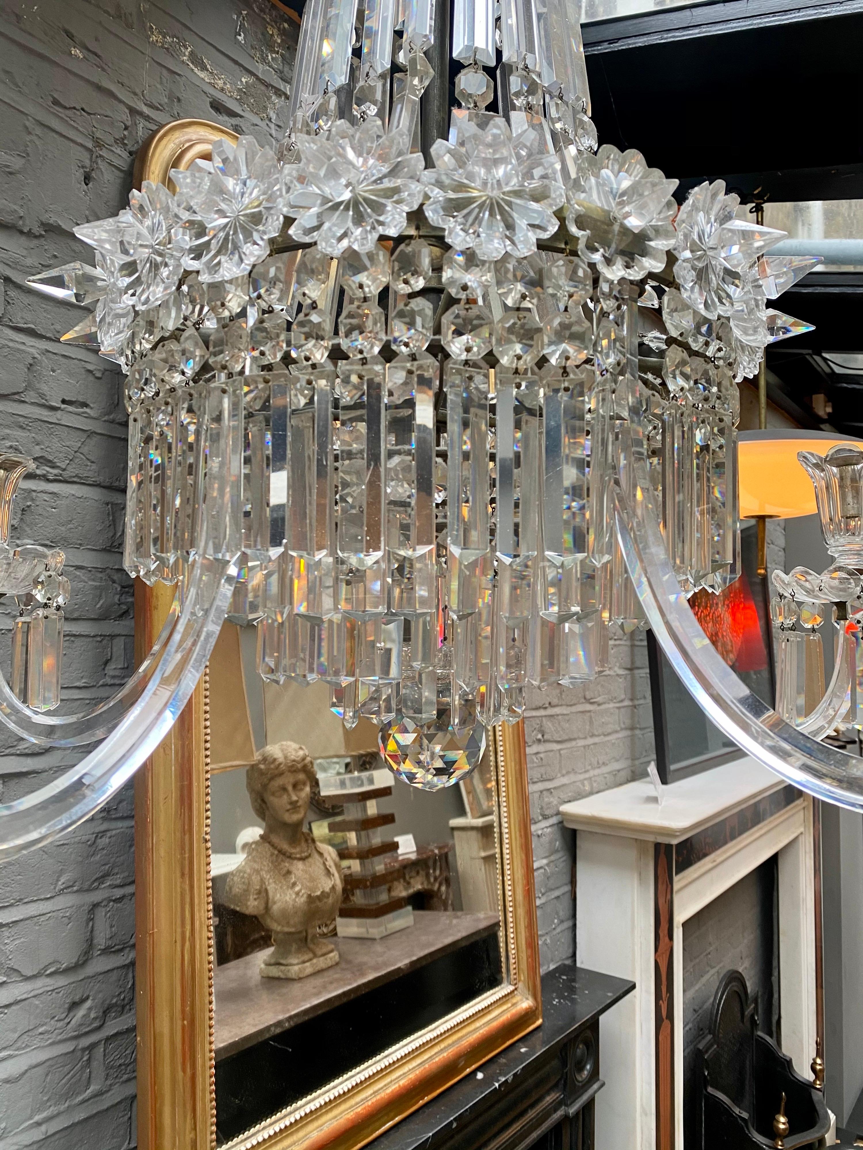 European Crystal and Bronze Empire Style Chandelier