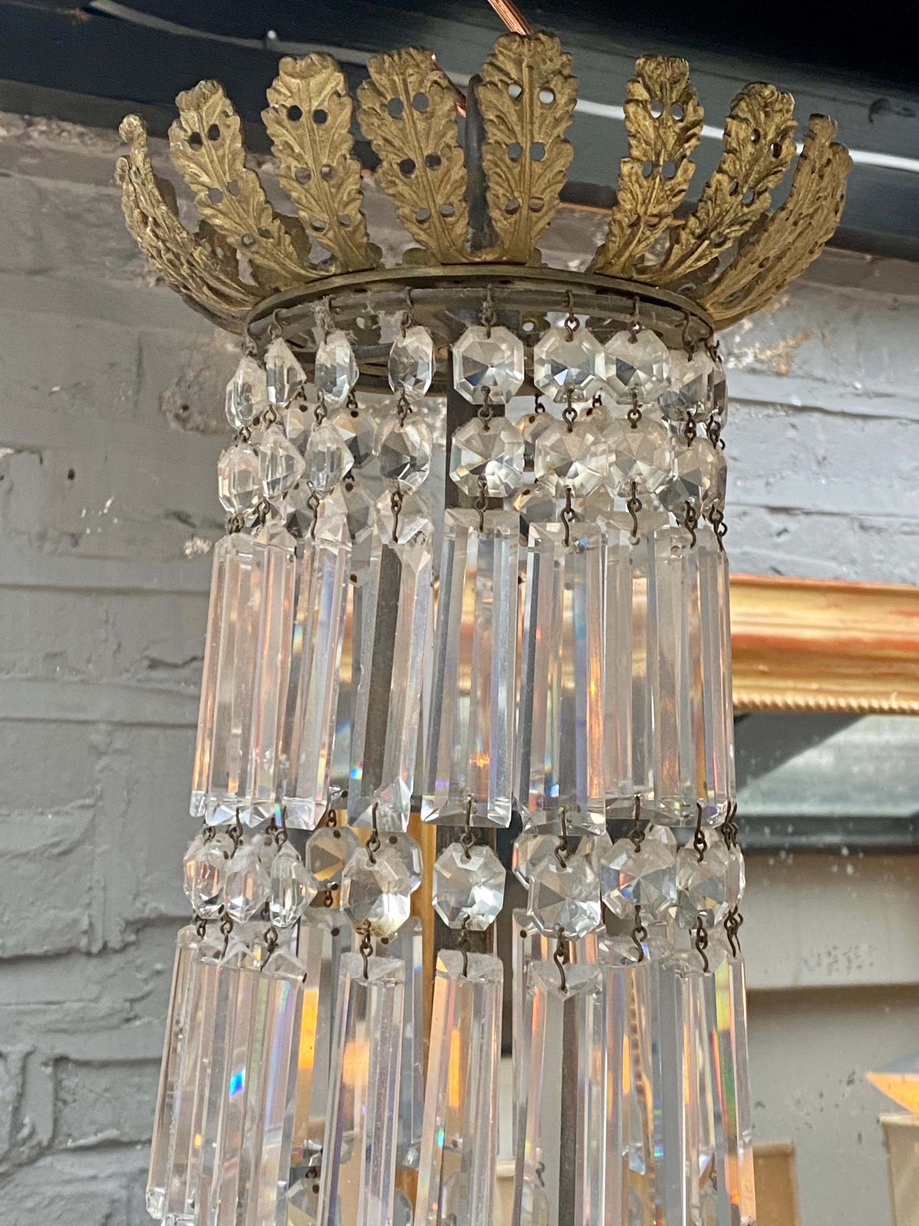 Crystal and Bronze Empire Style Chandelier 1