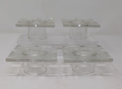 Lalique-Kristallschale "Chantilly" mit vier passende Kerzenhalter