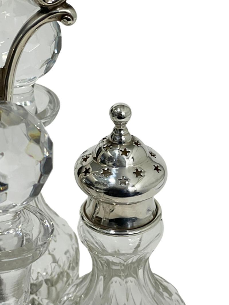 Crystal with Silver Cruet Set by Topazio For Sale 2