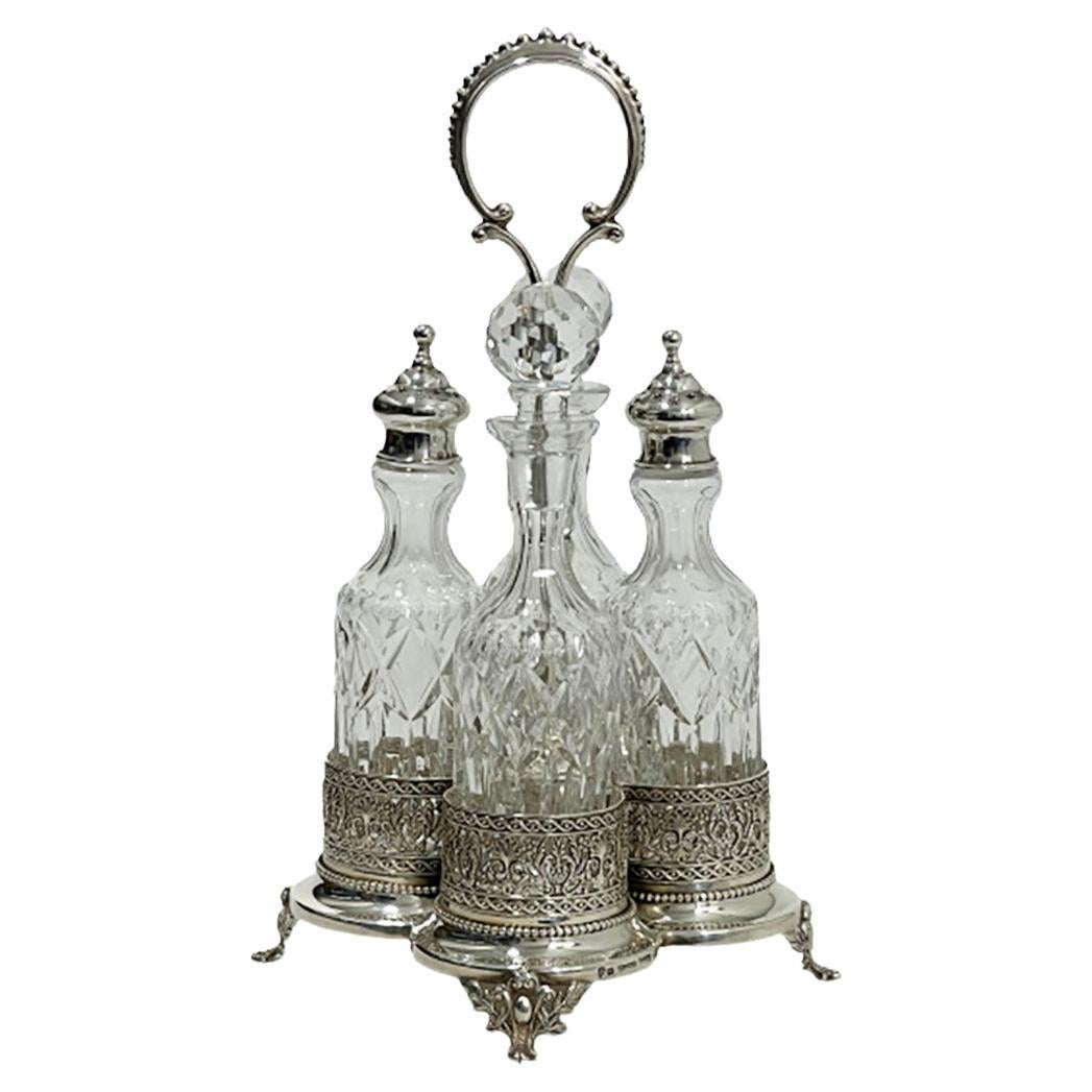 Set de burettes en cristal et argent par Topazio