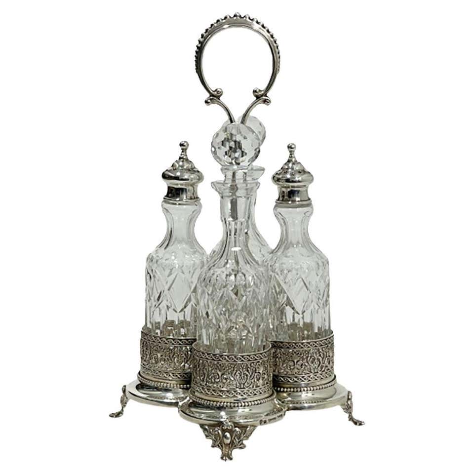 Silver with Crystal Serving Set with 2 Small Candy Dishes and 2 Salt ...