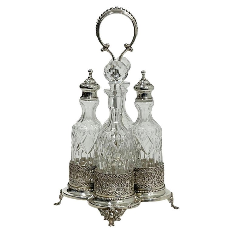 Crystal with Silver Cruet Set by Topazio For Sale at 1stDibs