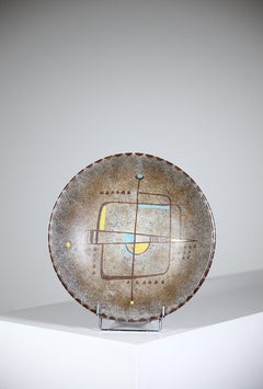 A Cubic Ceramic Plate by La Grange aux Potiers France 1970's