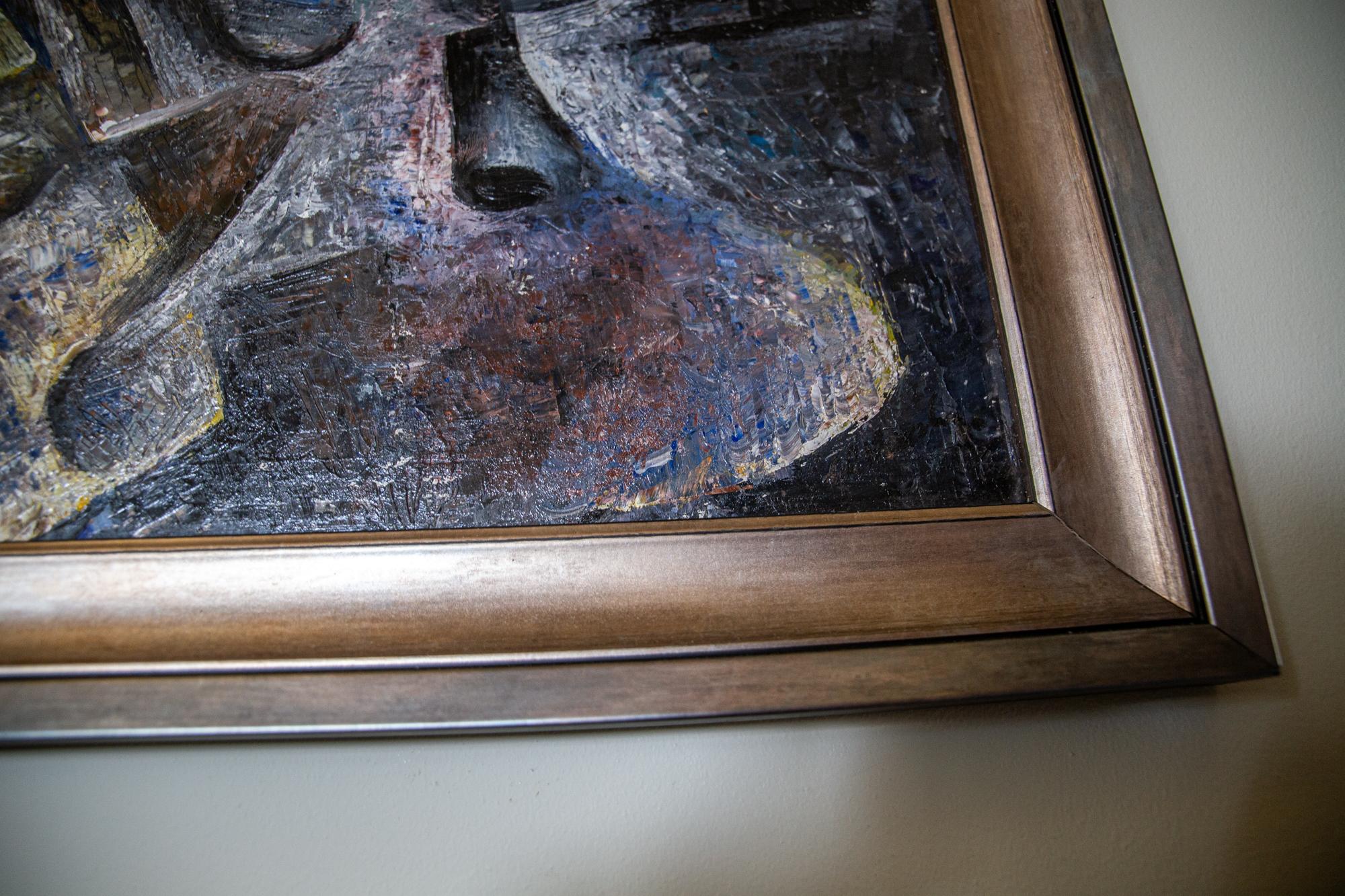 Opera cubista espressionista su tela, Europa dell'Est, 1920 ca. In condizioni buone in vendita a London, GB