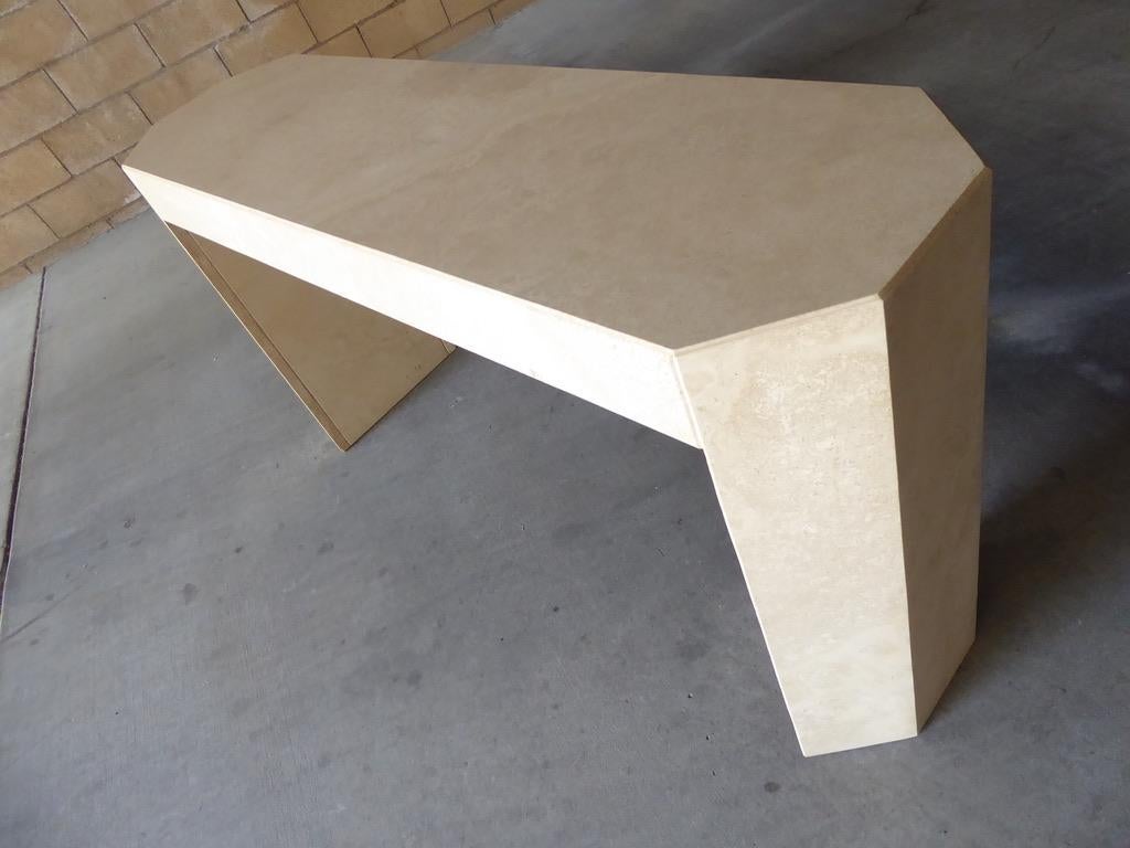 Cubist Form Travertine Console by Kreiss For Sale 3