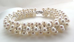 Cultured Akoya Pearl and Diamond Bracelet 18 Karat Gold