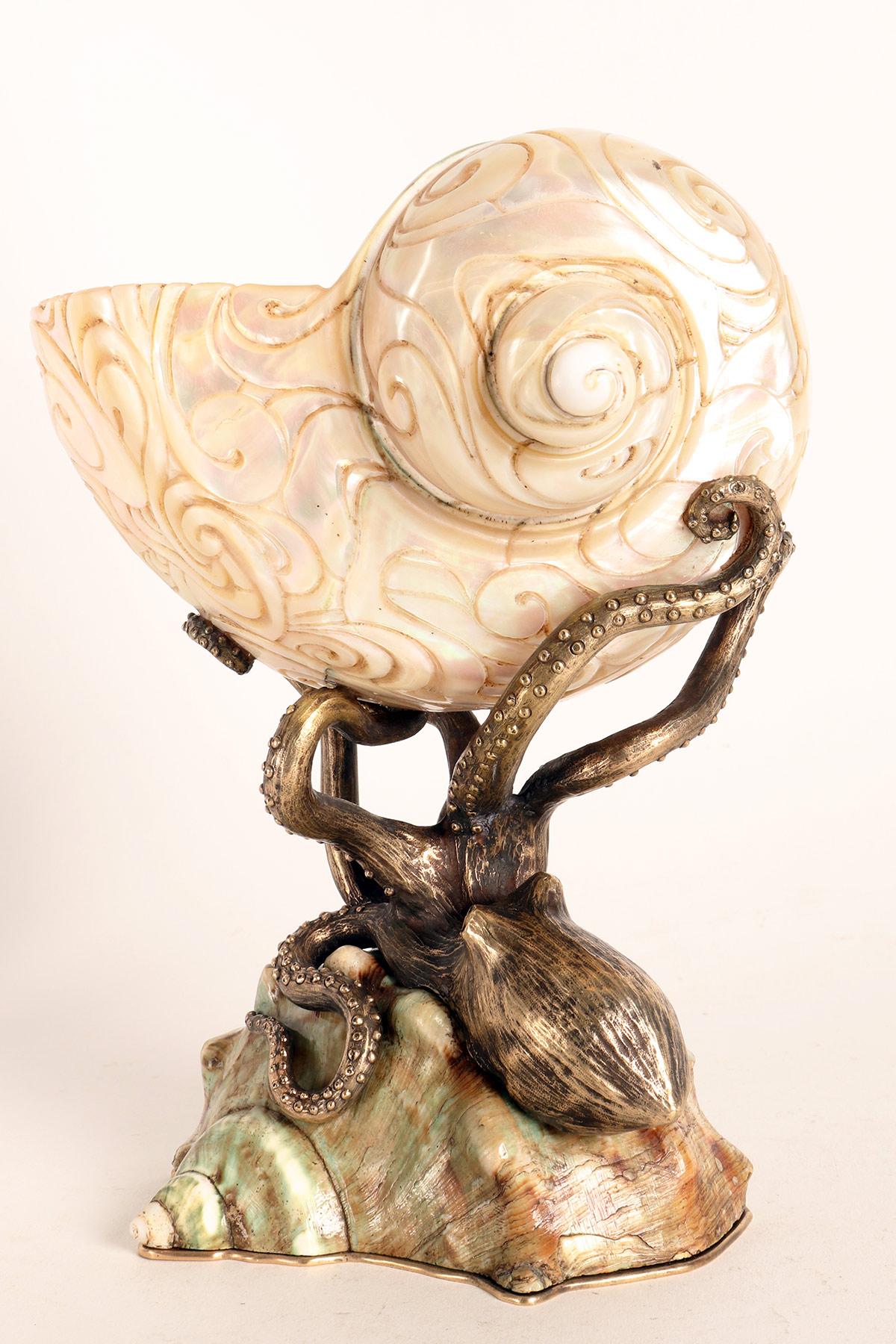 A cup with a shell of Turbo marmoratus, Germany 1870.  1