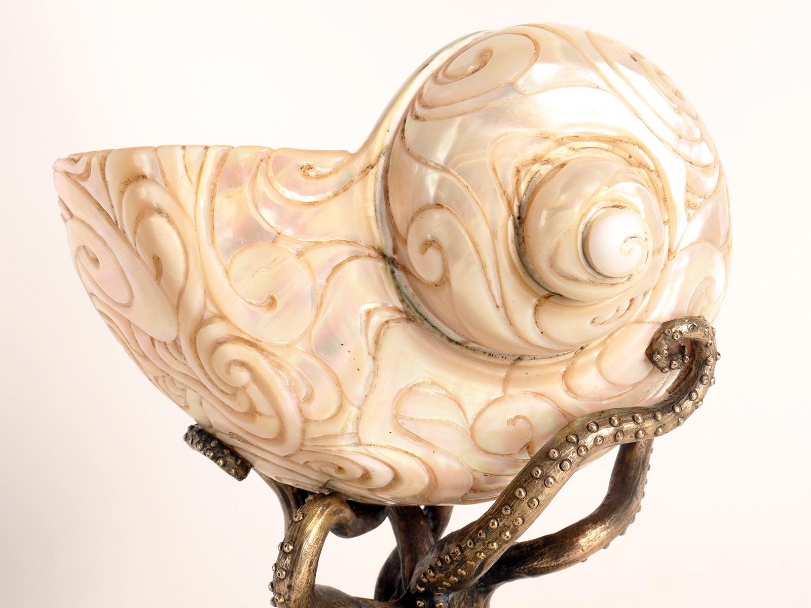 A cup with a shell of Turbo marmoratus, Germany 1870.  2