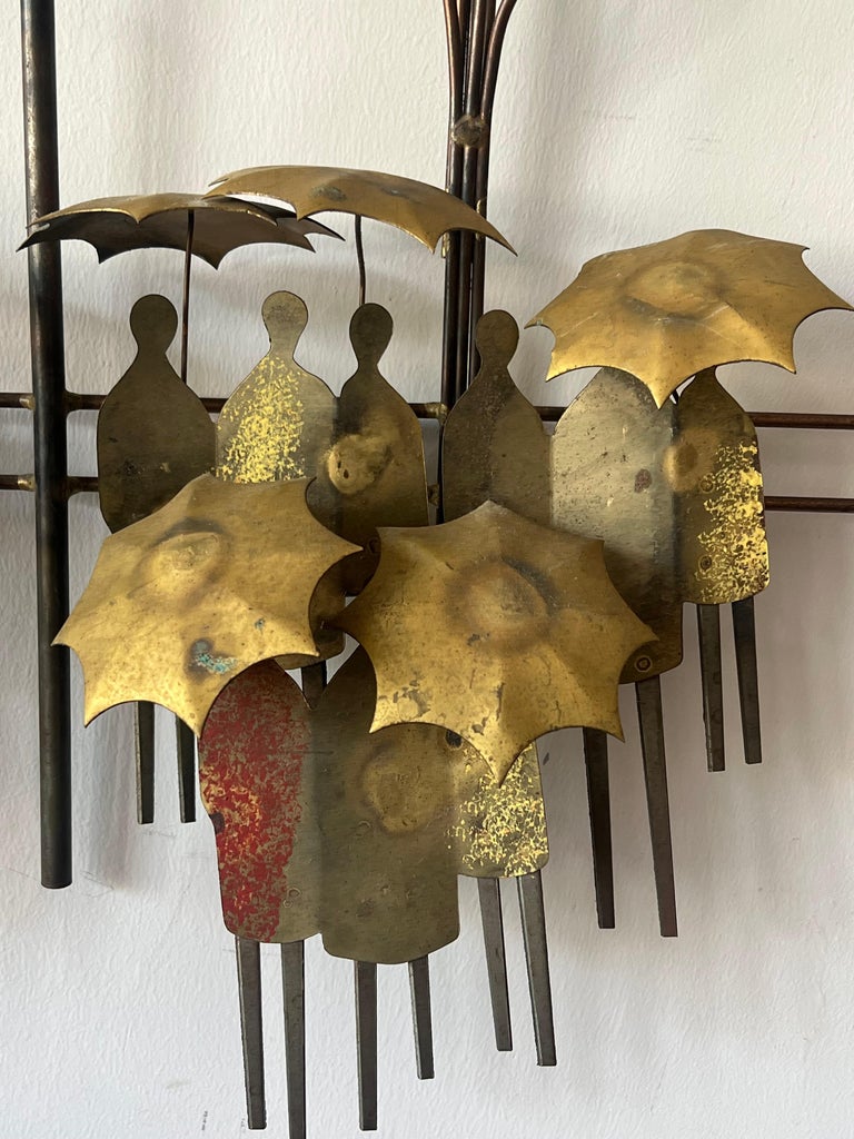 A Curtis Jere Brass Sculpture Umbrellas And People ca A Curtis Jere Brass Sculpture Umbrellas And People ca