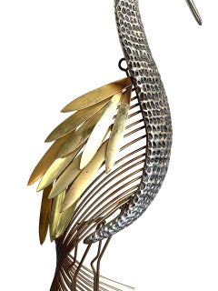 Curtis Jere Heron Wall Sculpture with Lily Pads and Flowers, Signed